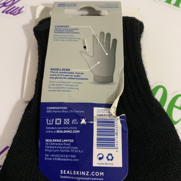 Sealskinz Gloves Solo Merino Wool Single Layer Lightweight Black One Size - Picture 4 of 4
